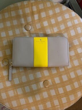 kate spade Neutral and Yellow Zip Wallet